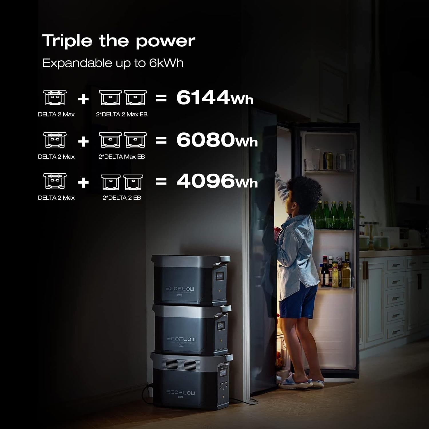 EF ECOFLOW Portable Power Station DELTA 2 Max, 2400W LFP Solar Generator, Full Charge in 1 Hr, 2048Wh Solar Powered Generator for Home Backup(Solar Panel Optional)
