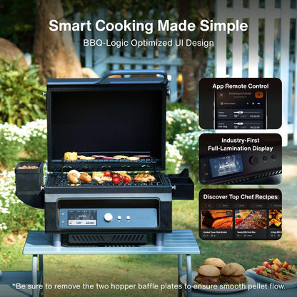 Portable Smoker Guga’S Pick, Apartment & Family Cooking Pellet Grill | Smart Wi-Fi Control, 8-In-1 BBQ, 8H Battery, 5" LCD Screen, 271 Sq.In, ASCA Steam Tech, PIN Precision Temp Fit for RV Camping