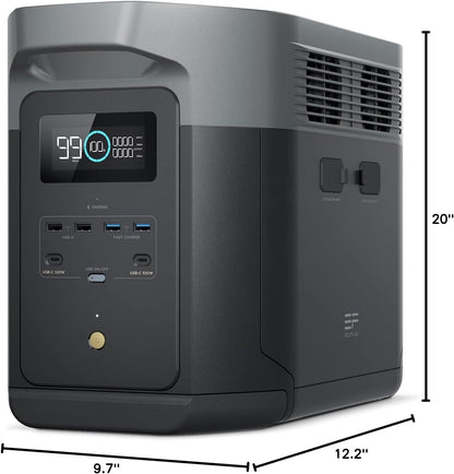 EF ECOFLOW Portable Power Station DELTA 2 Max, 2400W LFP Solar Generator, Full Charge in 1 Hr, 2048Wh Solar Powered Generator for Home Backup(Solar Panel Optional)