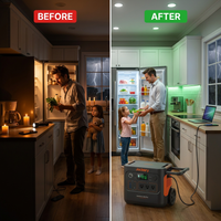 Jackery Homepower 3600 plus Portable Power Station with 2X 200W Solar Panels, 3600W AC Output, 3584Wh LFP Solar Generator, Expandable up to 21Kwh, Essential Home Backup for Home Use, Emergencies, RV — Before & After