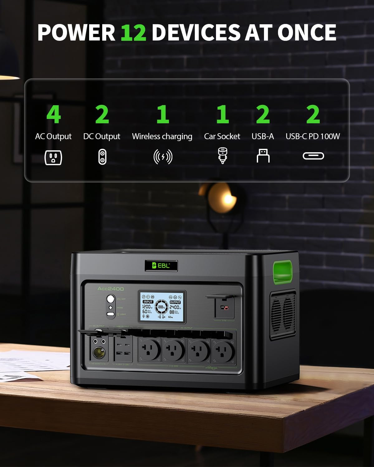 2400W Portable Power Station with 2X200W Solar Panels (Ship Separately), 1843.2Wh Home Backup Battery,Lifepo4,Solar Generator,Pure Sine Wave, for Outdoor Camping RV Travel, Off-Grid Home Emergency