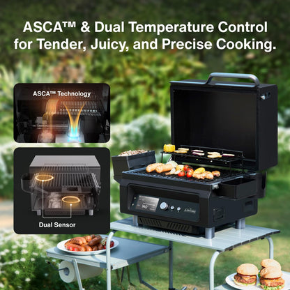 Portable Smoker Guga’S Pick, Apartment & Family Cooking Pellet Grill | Smart Wi-Fi Control, 8-In-1 BBQ, 8H Battery, 5" LCD Screen, 271 Sq.In, ASCA Steam Tech, PIN Precision Temp Fit for RV Camping